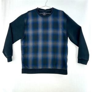 Plaid Panel Crewneck Sweatshirt XL Minimal Urban Style